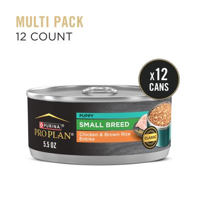 Puppy Small Breed High-Protein Chicken & Brown Rice Entree Wet Dog Food, 5.5-oz can, case of 24
