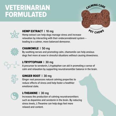 Pet Calming Care Beef & Bacon Flavored Soft Chew Full Spectrum Hemp Extract Calming Health Supplement for Dogs, 30 count