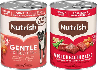 Bundle: Rachael Ray Nutrish Gentle Digestion Real Chicken, Pumpkin & Salmon + Real Beef & Pumpkin Canned Dog Food
