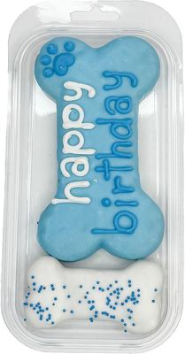 Happy Birthday Blue Bone Dog Crunchy Treat, 2 count