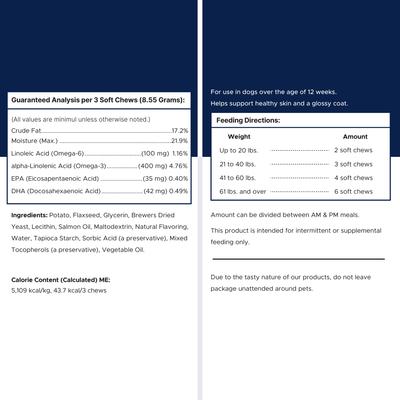 Omega Soft Chews Skin & Coat Supplement for Dogs, 180 Count