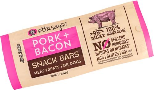 Pork + Bacon Snack Bars Human Grade Jerky Dog Treats, 1.5-oz bar, 12 count