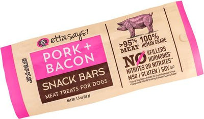 Pork + Bacon Snack Bars Human Grade Jerky Dog Treats, 1.5-oz bar, 12 count