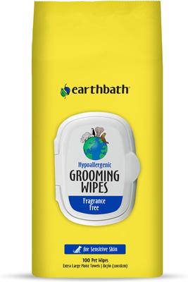 Hypo-Allergenic Fragrance Free Cat & Dog Grooming Wipes, 100 count