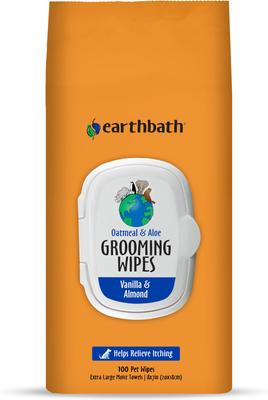 Oatmeal & Aloe Vanilla & Almond Scented Cat & Dog Grooming Wipes, 100 count