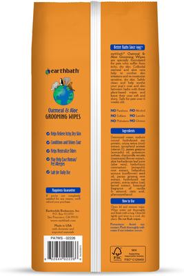 Oatmeal & Aloe Vanilla & Almond Scented Cat & Dog Grooming Wipes, 100 count