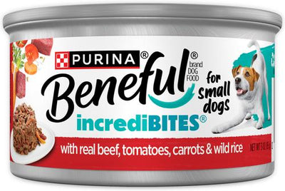 IncrediBites con carne de res real, zanahorias, arroz salvaje y salsa, alimento húmedo para perros de razas pequeñas, lata de 3 oz, caja de 12