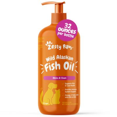 Wild Alaskan Fish Oil Liquid Skin & Coat Supplement for Dogs & Cats, 32-fl oz bottle