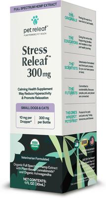 Stress Releaf Organic Full Spectrum Hemp Extract Oil & Ashwagandha Liquid Calming Health Supplement for Small Dogs & Cats, 1-fl oz bottle
