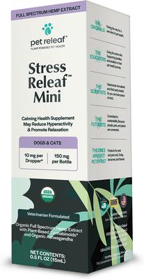 Stress Releaf Organic Full Spectrum Hemp Extract Oil & Ashwagandha Liquid Calming Health Supplement for Dogs & Cats, 15-mL bottle