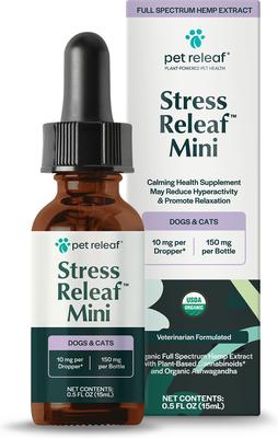 Stress Releaf Organic Full Spectrum Hemp Extract Oil & Ashwagandha Liquid Calming Health Supplement for Dogs & Cats, 15-mL bottle