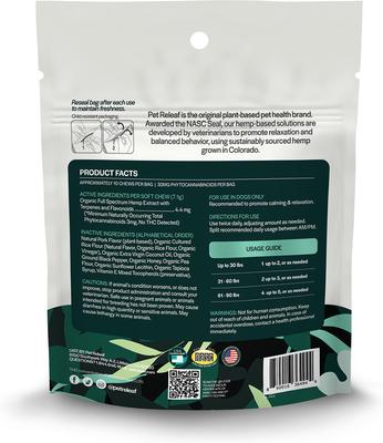Edibites Stress Releaf Organic Peppered Bacon Flavored Chew Full Spectrum Hemp Extract Health Calming Supplement for Dogs, 10 count