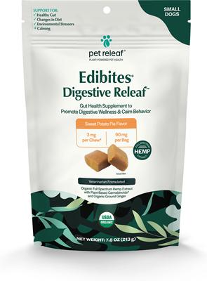 Bundle: Pet Releaf Favorites - Edibites Digestive Support Sweet Potato Full Spectrum Hemp Small Dog Supplement, Chew & Powder Bundle