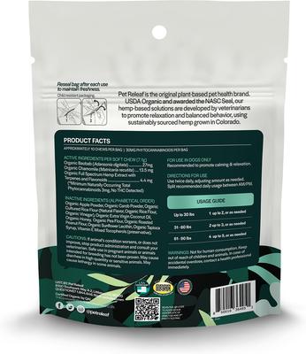 Edibites Stress Releaf Organic Peanut Butter & Carob Flavored Chew Full Spectrum Hemp Extract Calming Health Supplement for Dogs, 10 count