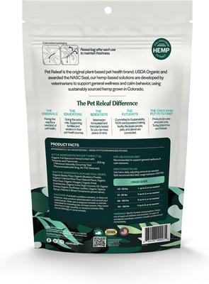 Edibites Daily Releaf Organic Blueberry Cranberry Flavored Chew Full Spectrum Hemp Extract Health Supplement for Medium & Large Dogs, 30 count