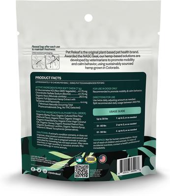 Edibites Hip & Joint Releaf Organic Peanut Butter & Banana Flavored Chew Full Spectrum Hemp Extract Hip & Joint Health Supplement for Dogs, 10 count