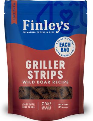 Tiras de jabalí Griller, golosinas suaves y masticables para perros, bolsa de 14.5 oz