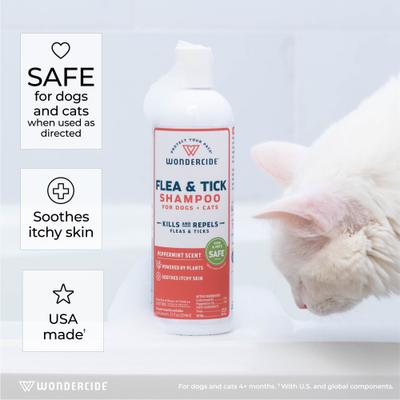 Bundle: Wondercide Natural Flea & Tick with Essential Oils Shampoo, Peppermint, 12-fl oz bottle + Flea, Tick & Mosquito Spray for Dogs & Cats, Lemongrass, 16-fl oz bottle