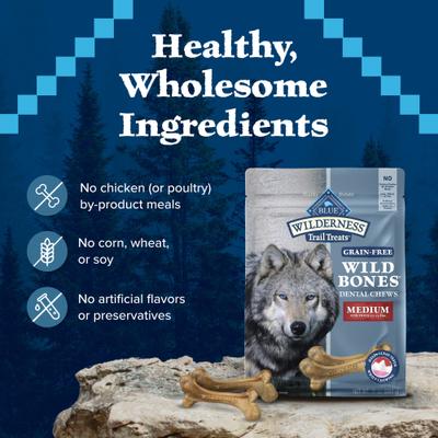 Wilderness Wild Bones Grain-Free Medium Dental Dog Treats, 27-oz bag, count varies