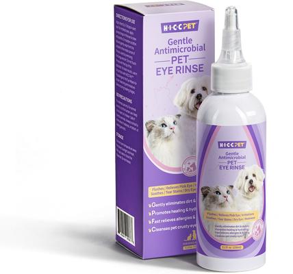 Bundle: HICC PET Gentle Antimicrobial Eye Rinse, 5.1-fl oz bottle + Hypoallergenic Dog & Cat Eye Wipes, 100 count