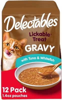 Delectables Lickable Treat Gravy Non Seafood Chicken Lickable Cat Treats, 1.4-oz pouch, 12 count