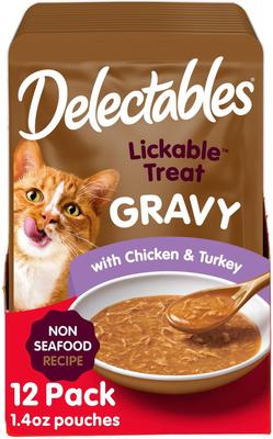 Delectables Lickable Treat Gravy Non Seafood Variety Pack Lickable Cat Treats, 1.4-oz pouches, 12 count