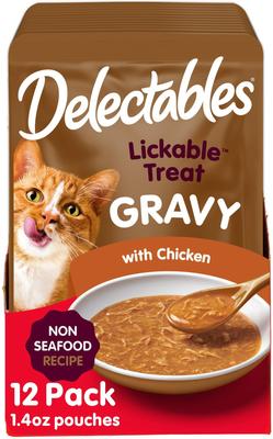 Delectables Lickable Treat Gravy Tuna & Whitefish Lickable Cat Treats, 1.4-oz pouches, 12 count