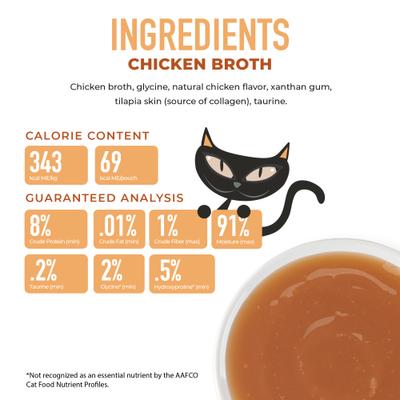 Born Carnivore - Caldo de pollo húmedo para gatos, bolsa de 7 oz, caja de 6