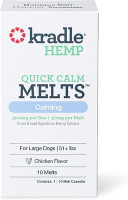 Quick Calm Melts con sabor a pollo, suplemento calmante de amplio espectro con extracto de cáñamo para perros grandes, 10 unidades