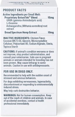 Chicken Flavored Quick Calm Melts Broad Spectrum Hemp Extract Calming Health Supplement for Large Dogs, 10 count