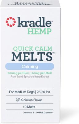 Chicken Flavored Quick Calm Melts Broad Spectrum Hemp Extract Calming Health Supplement for Medium Dogs, 10 count