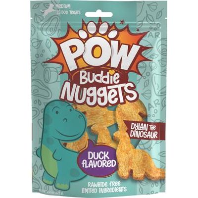 Pow Buddie Nuggets - Golosinas para perros con sabor a pollo dinosaurio, 13 unidades