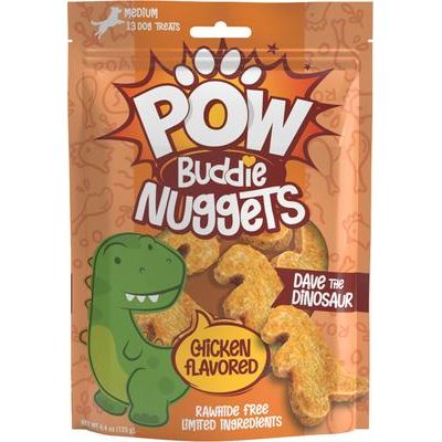 Pow Buddie Nuggets - Golosinas para perros con sabor a pollo dinosaurio, 13 unidades