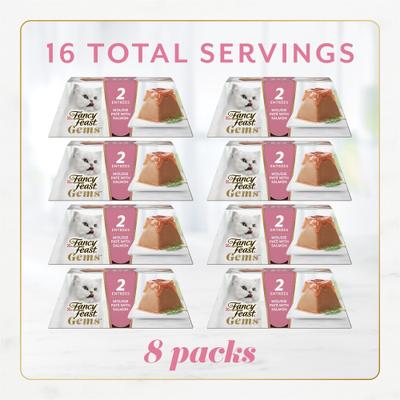 Gems Mousse Salmon & a Halo of Savory Gravy Pate Wet Cat Food, 2-oz tray, 16 count