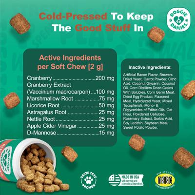 Bacon Flavored Cranberry Urinary Support Dog Supplement, 225 count