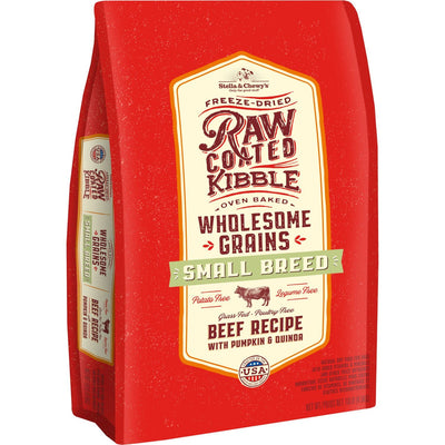 Raw Coated Wholesome Grain Grass-Fed Beef Recipe Small Breed Dry Dog Food. 4.5 kg.