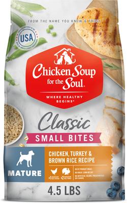 Small Bites Mature & Senior Chicken, Turkey & Brown Rice Recipe Dry Dog Food, 4.5-lb bag