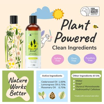 Flea & Tick Dog & Cat Shampoo, Lemongrass Scent, 12-fl oz bottle