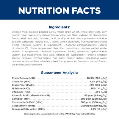 Alimento seco para perros adultos de razas grandes, con control de peso ligero, con harina de pollo y cebada, bolsa de 13.6 kg