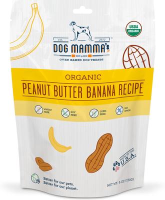 Golosinas orgánicas de mantequilla de maní y plátano para perros, bolsa de 6 oz