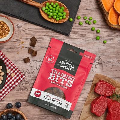 Paquete: alimento seco Purina ONE SmartBlend para cachorros de razas grandes + premios de entrenamiento suaves y masticables sin cereales con receta de carne de res American Journey