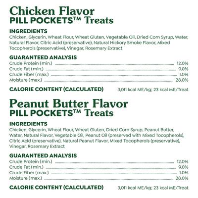 Pill Pockets Soft Chicken, Peanut Butter Dog Treats, Capsule Size, 60 count