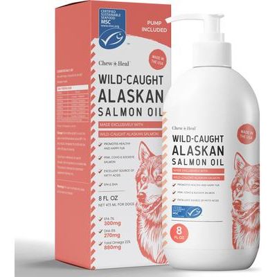 Suplemento para la piel y el pelaje de perros con aceite de salmón salvaje de Alaska puro certificado por el MSC (botella de 236 ml)