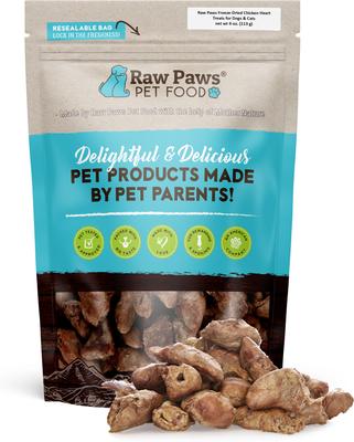 Freeze-Dried Chicken Hearts for Dogs & Cats, 4-oz Whole