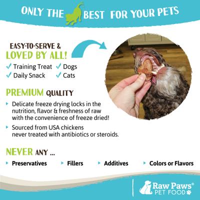 Freeze-Dried Chicken Hearts for Dogs & Cats, 4-oz Whole