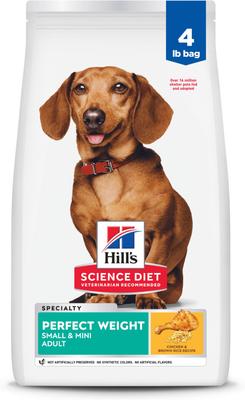 Paquete: Alimento seco Hill's Science Diet Adult Small & Mini Perfect Weight, bolsa de 4 lb + Alimento enlatado para perros Perfect Weight Hearty Vegetable & Chicken Stew