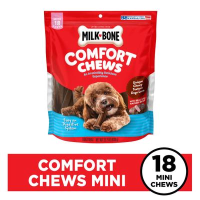 Mini Comfort Chews - Golosinas para perros con carne de res real, 18 unidades