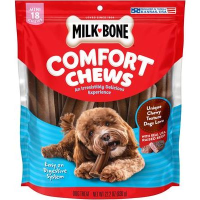 Mini Comfort Chews - Golosinas para perros con carne de res real, 18 unidades