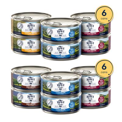 Bundle: ZIWI Peak Venison, Chicken, Lamb Variety Pack Grain-Free Pate Canned Food, 3-oz can, case of 6 + Zenison, Beef, Lamb Variety Pack Grain-Free Pate Canned Cat Food, 3-oz can, case of 6