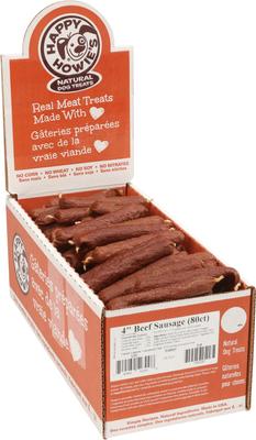 Golosinas para perros con salchicha de res de 4 pulgadas, 80 unidades